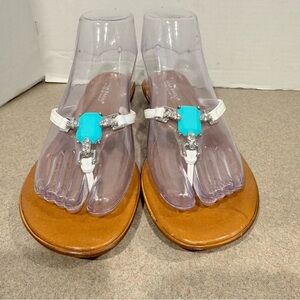 Mila Paoli White Embellished Thong Platform Sandal EU 37 US 6 Made In Italy